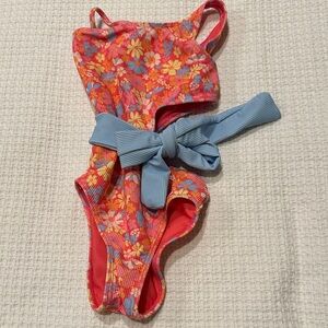 Pink silly kids 4T Floral Kids Swimwear with Bow.  Like new